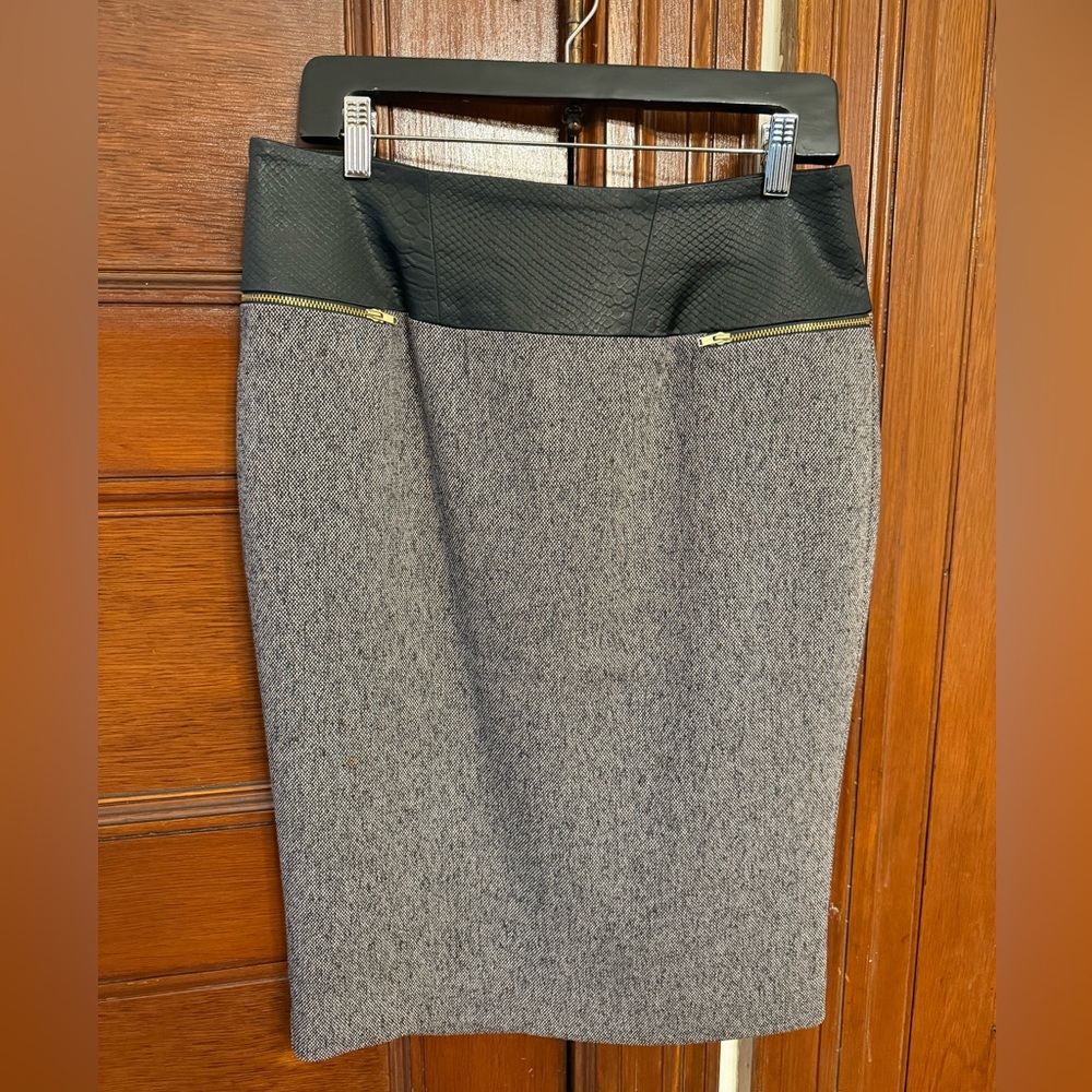 Pencil Skirt NEW by Aysha made in NYC Stretch Tweed Satin Python waist